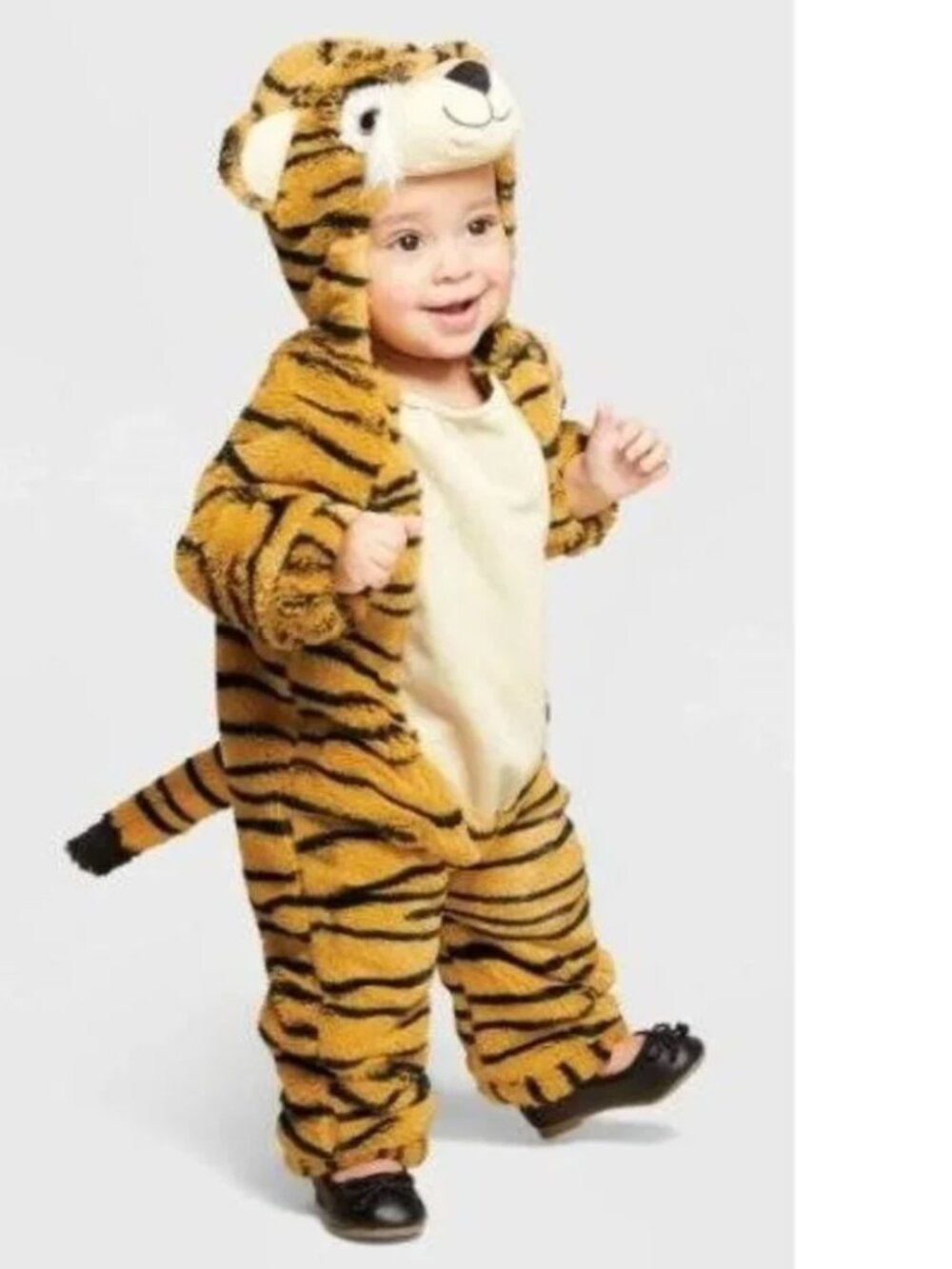 Tiger Halloween Costume 6/12 Months 1 Pc Brown Plush Hooded Jumpsuit Infant Baby